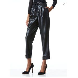 Alice + Olivia Liliana Vegan Leather Paper Bag Pants, XL